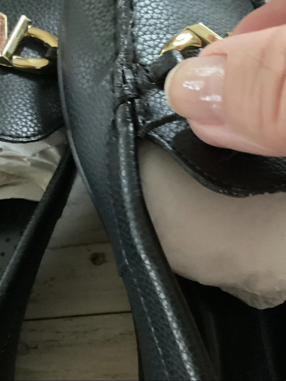 Michael Kors Black Leather Loafers with Gold MK Hardware